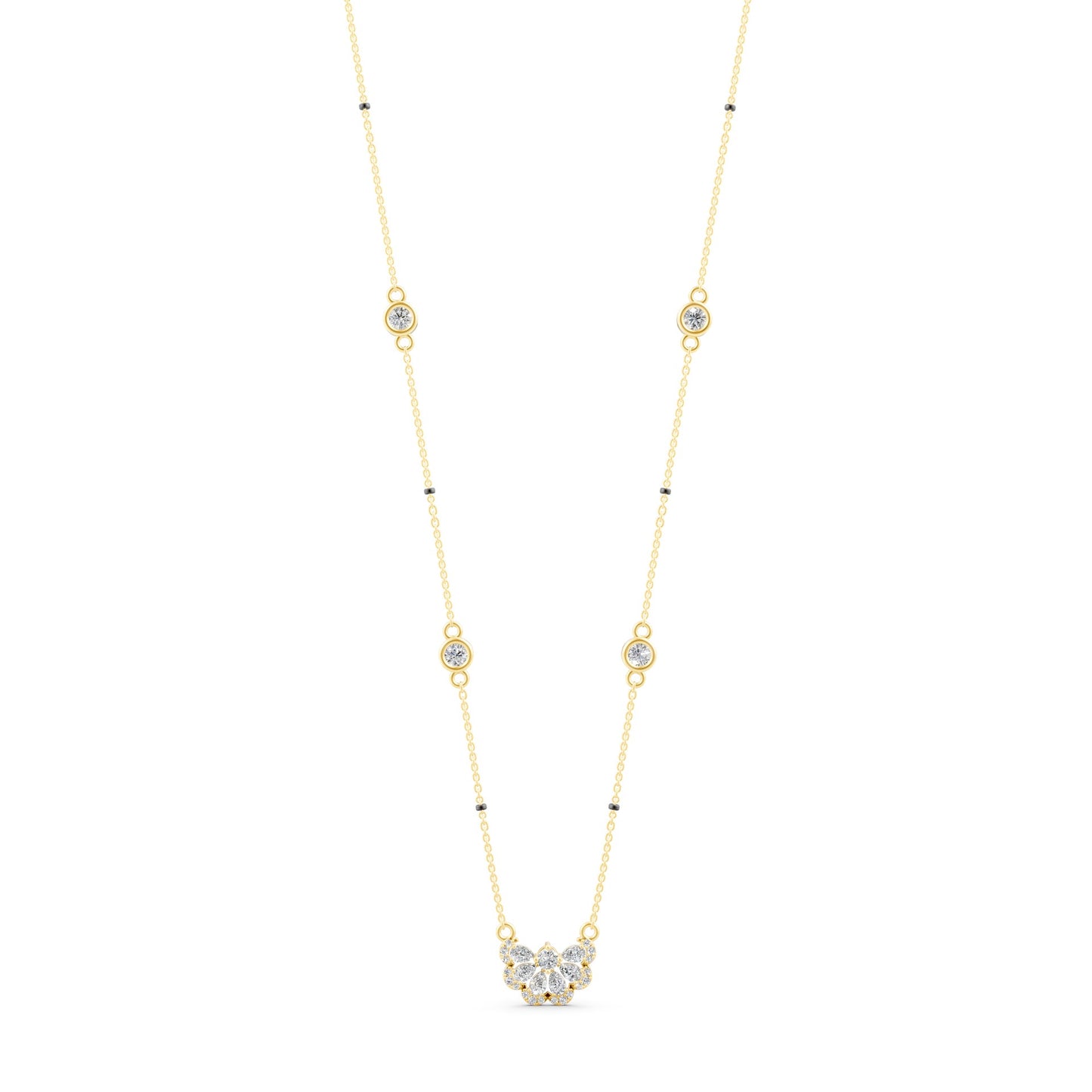 Half Flora Moon Halo Mangalsutra in Lab Grown Diamond
