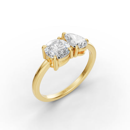 Round Pear Toi-Et-Moi Engagement Ring in Lab Grown Diamond
