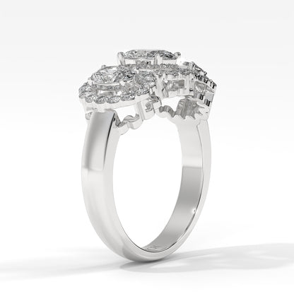 Three Stone Halo Ring