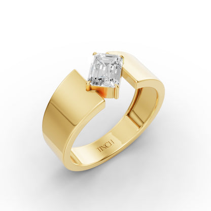 Oblique Emerald Men’s Engagement Ring in Lab Grown Diamond