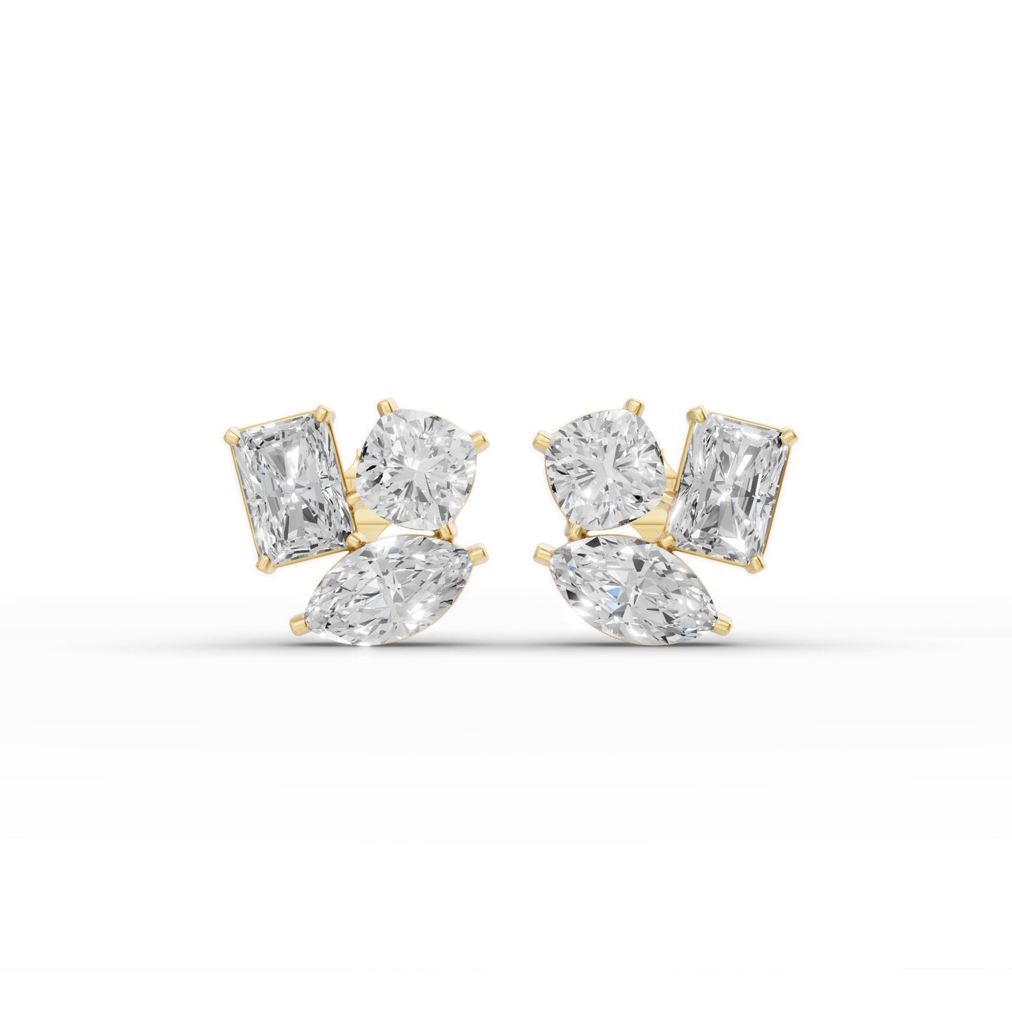 dddd Round Diamond Three Prong Solitaire Stud Earrings