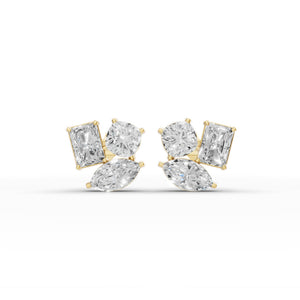 Round Diamond Three Prong Solitaire Stud Earrings