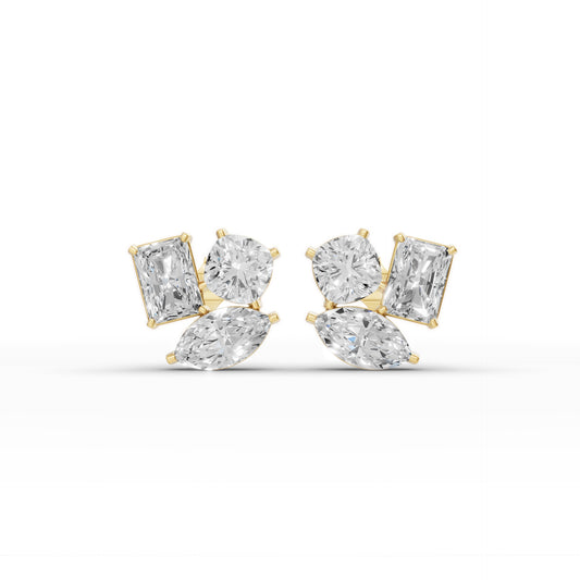 dddd Round Diamond Three Prong Solitaire Stud Earrings