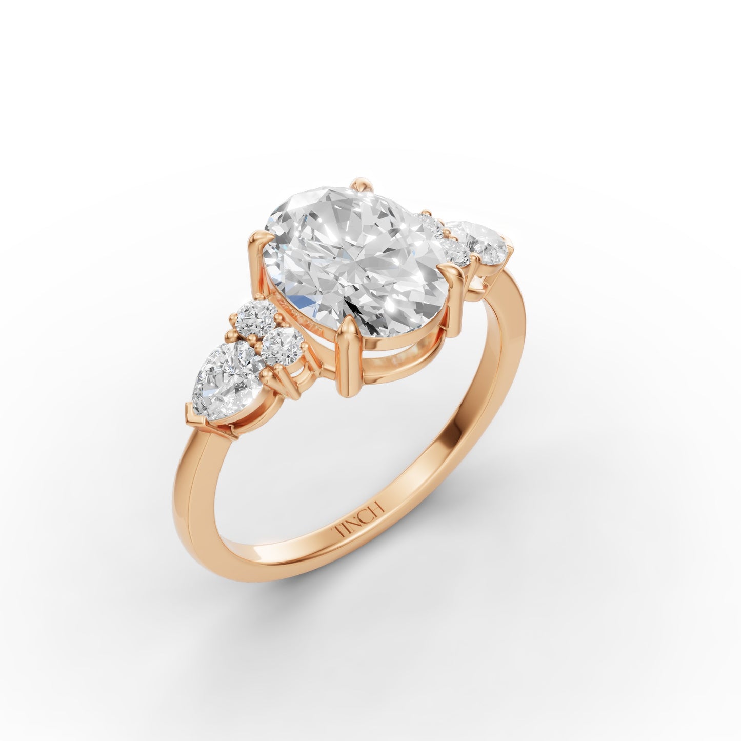 Yellow Sapphire Oval Birthstone Ring in Lab Grown Emerald