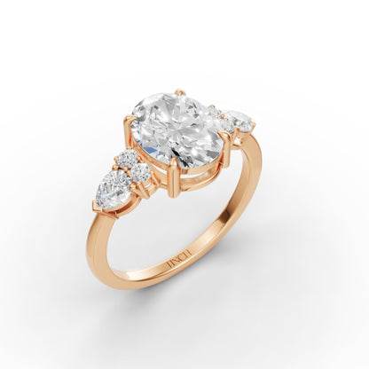 Yellow Sapphire Oval Birthstone Ring in Lab Grown Emerald