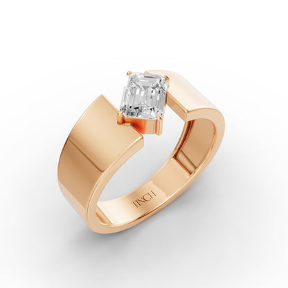 Oblique Emerald Men’s Engagement Ring in Lab Grown Diamond