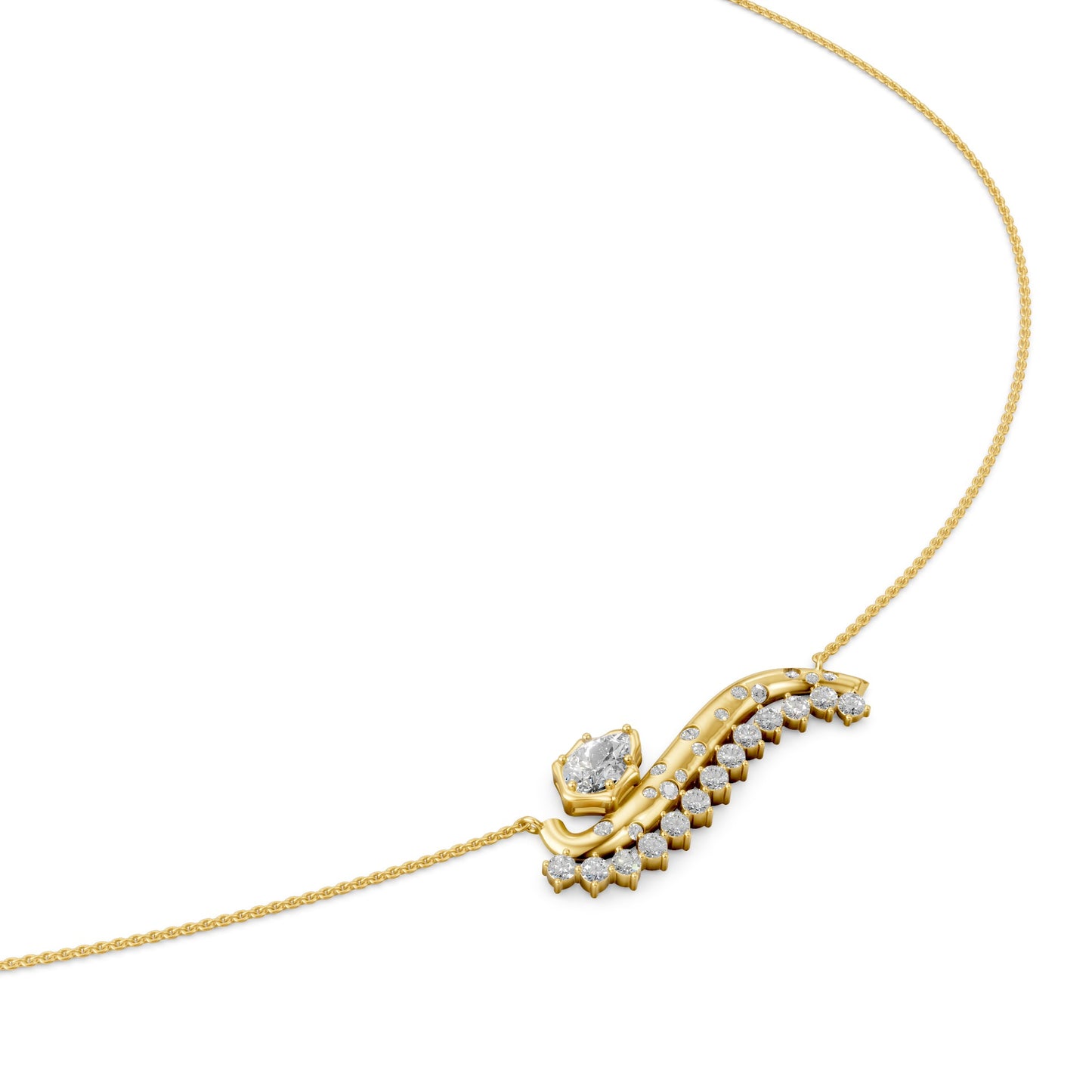 Crown Pear Galaxy Wave Necklace in Lab Grown Diamond