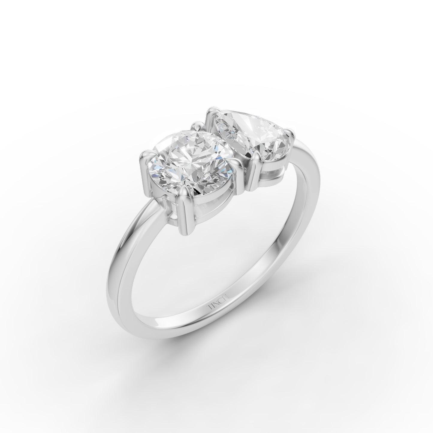 Round Pear Toi-Et-Moi Engagement Ring in Lab Grown Diamond