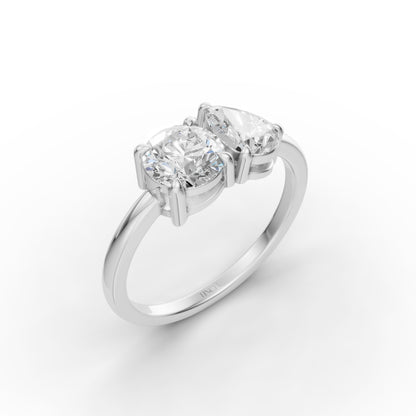 Round Pear Toi-Et-Moi Engagement Ring in Lab Grown Diamond