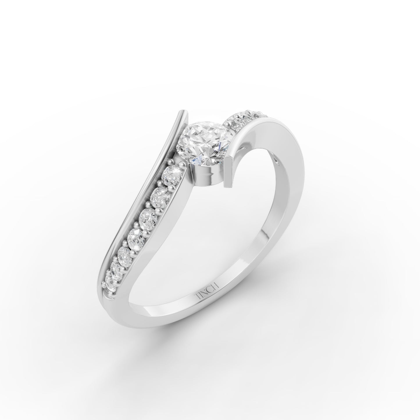 Wave Stack Pinky Ring in Lab Grown Diamond