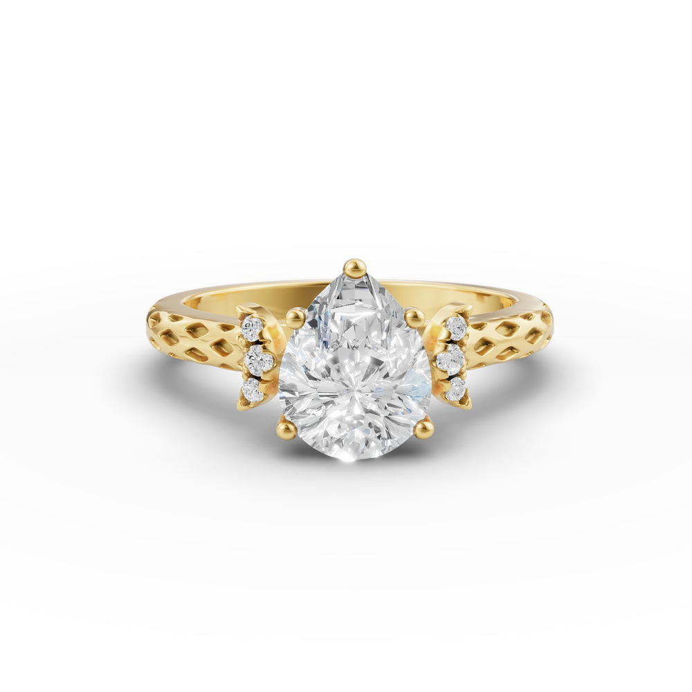 Crescent Pear Solitaire Engagement Ring | Lab-Grown Diamond