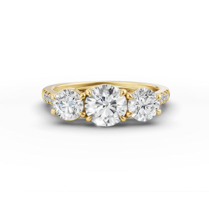 Three Round Stone Engagement Ring in Lab Grown Diamond