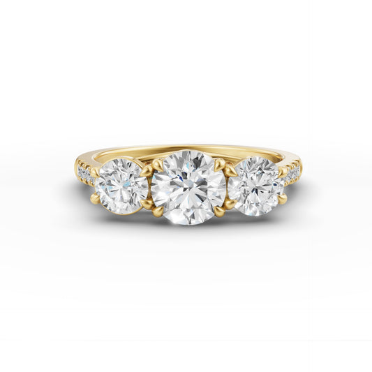 Three Round Stone Engagement Ring in Lab Grown Diamond