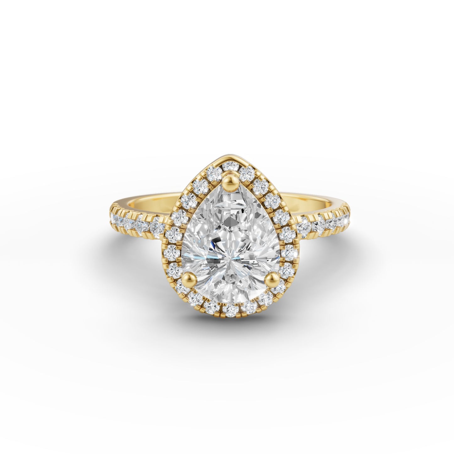 Pear Halo Diamond Studded Engagement Ring in Lab Grown Diamond