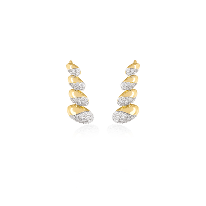 Diamond Half Pavé Ear Climber Earrings