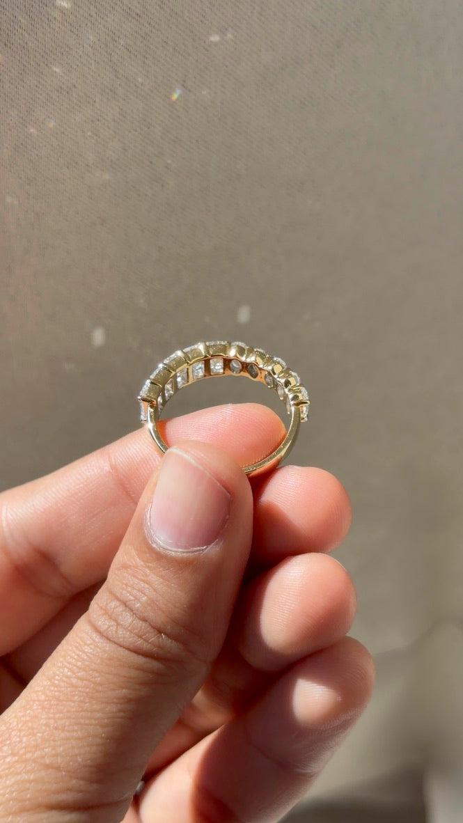 Heart Solitaire Stack Ring Set with Half Eternity Band