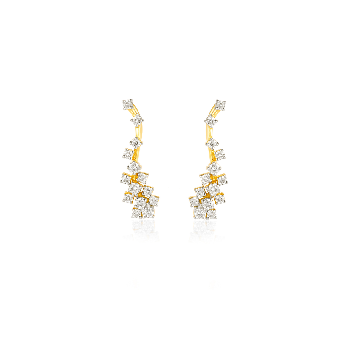 Round Diamond Bezel Cluster Solitaire Lab-Grown Diamond Stud Earrings, IGI-Certified, 14K 18K Gold, front view