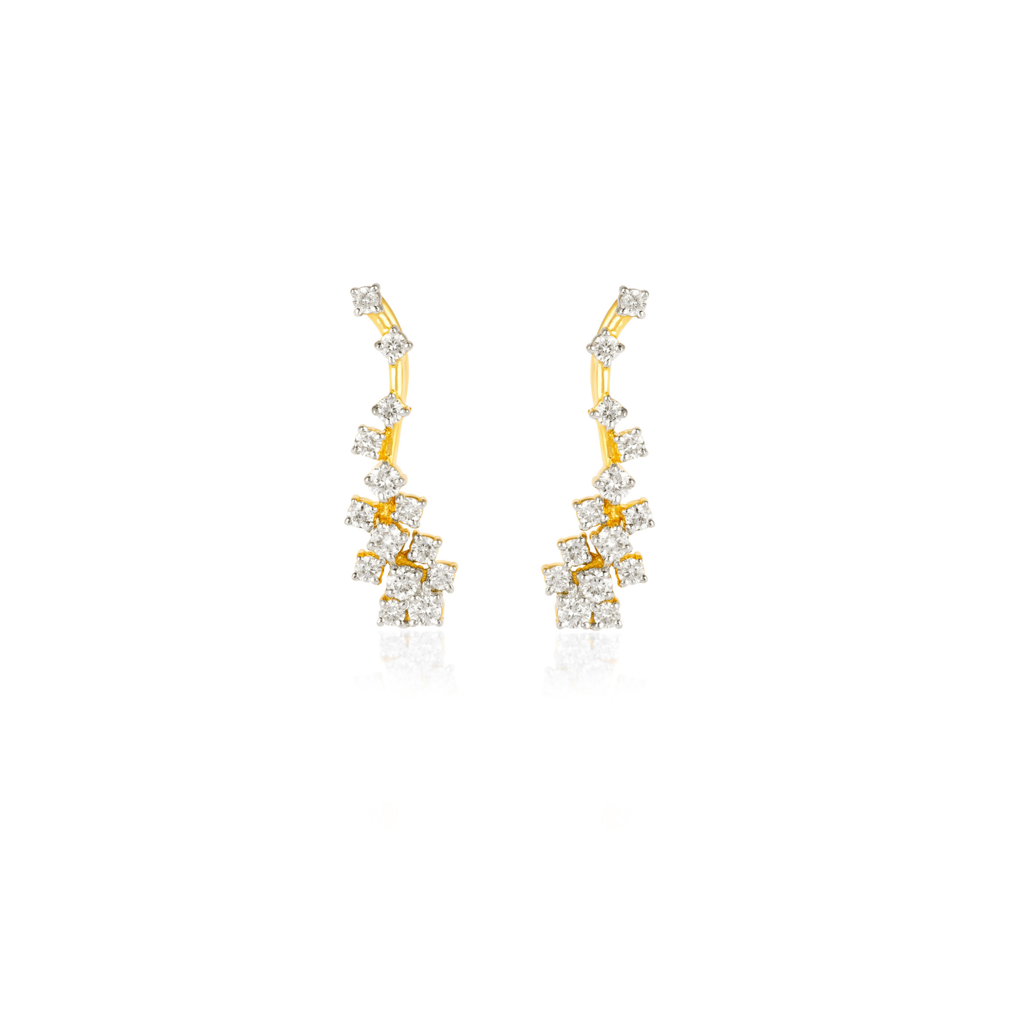 Round Diamond Cluster Solitaire Stud Earrings