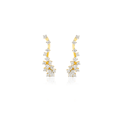 Round Diamond Cluster Solitaire Stud Earrings