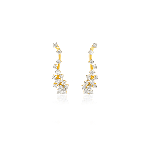 Round Diamond Cluster Solitaire Stud Earrings