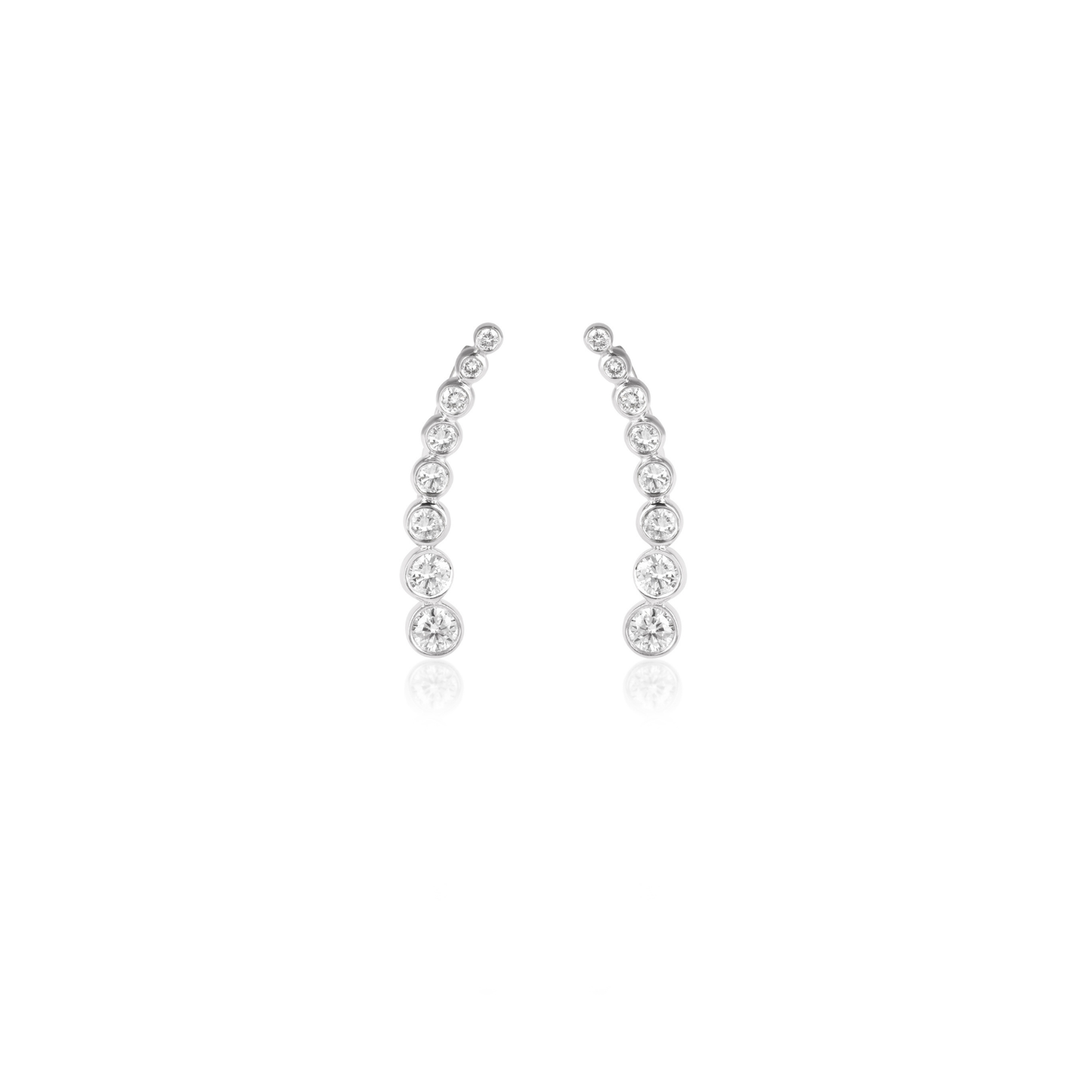 Round Diamond Bezel Ear Climber Earrings