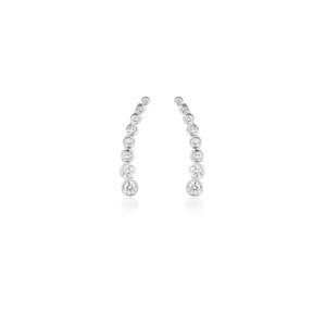 Round Diamond Bezel Ear Climber Earrings