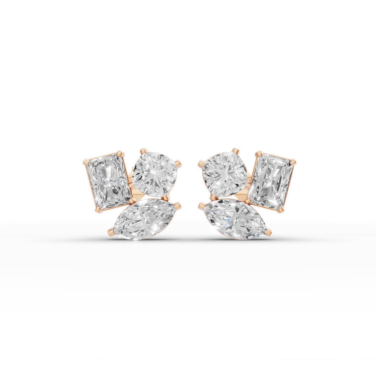 dddd Round Diamond Three Prong Solitaire Stud Earrings