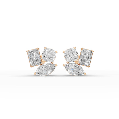 Diamond gold earrings for women daily wear