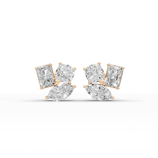 dddd Round Diamond Three Prong Solitaire Stud Earrings