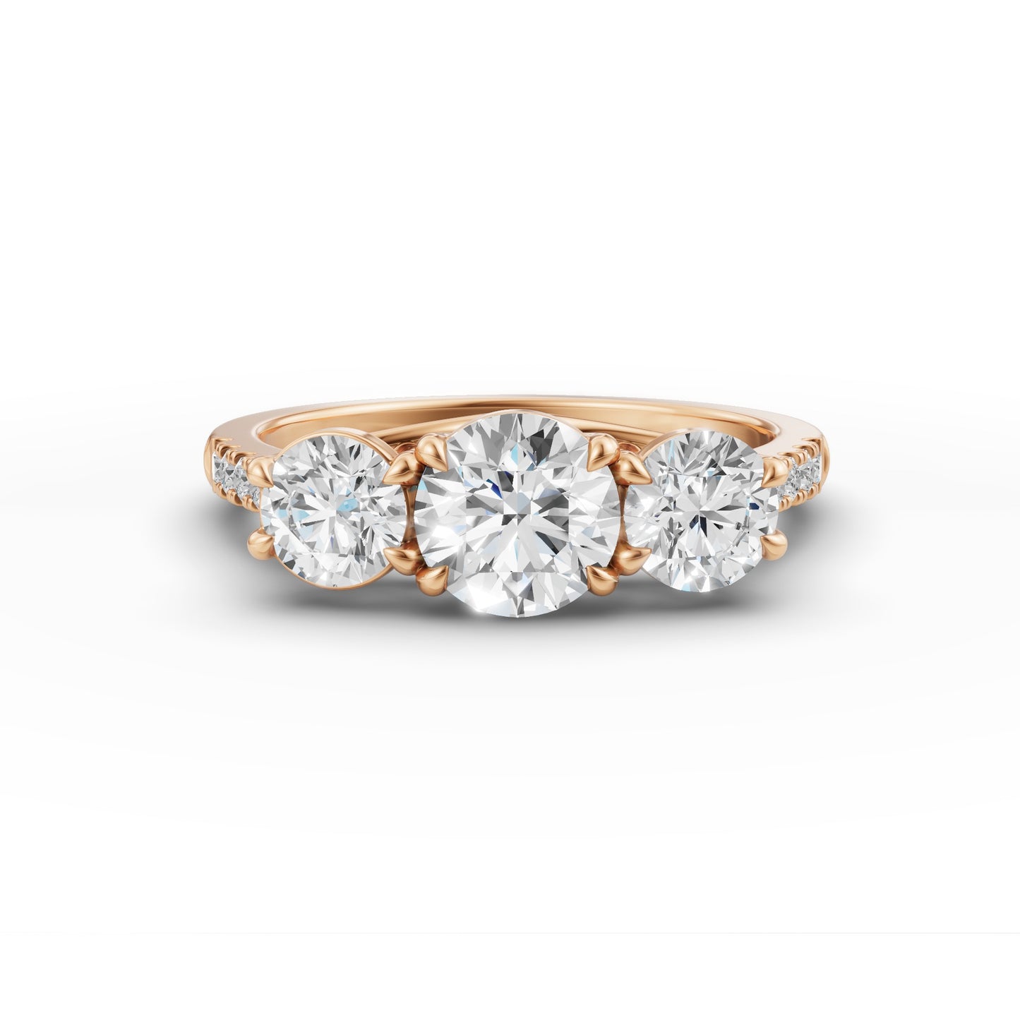Three Round Stone Engagement Ring in Lab Grown Diamond