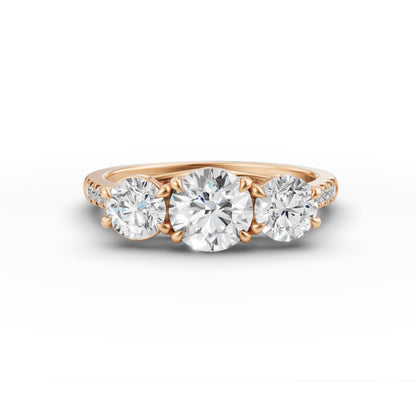 Three Round Stone Engagement Ring in Lab Grown Diamond
