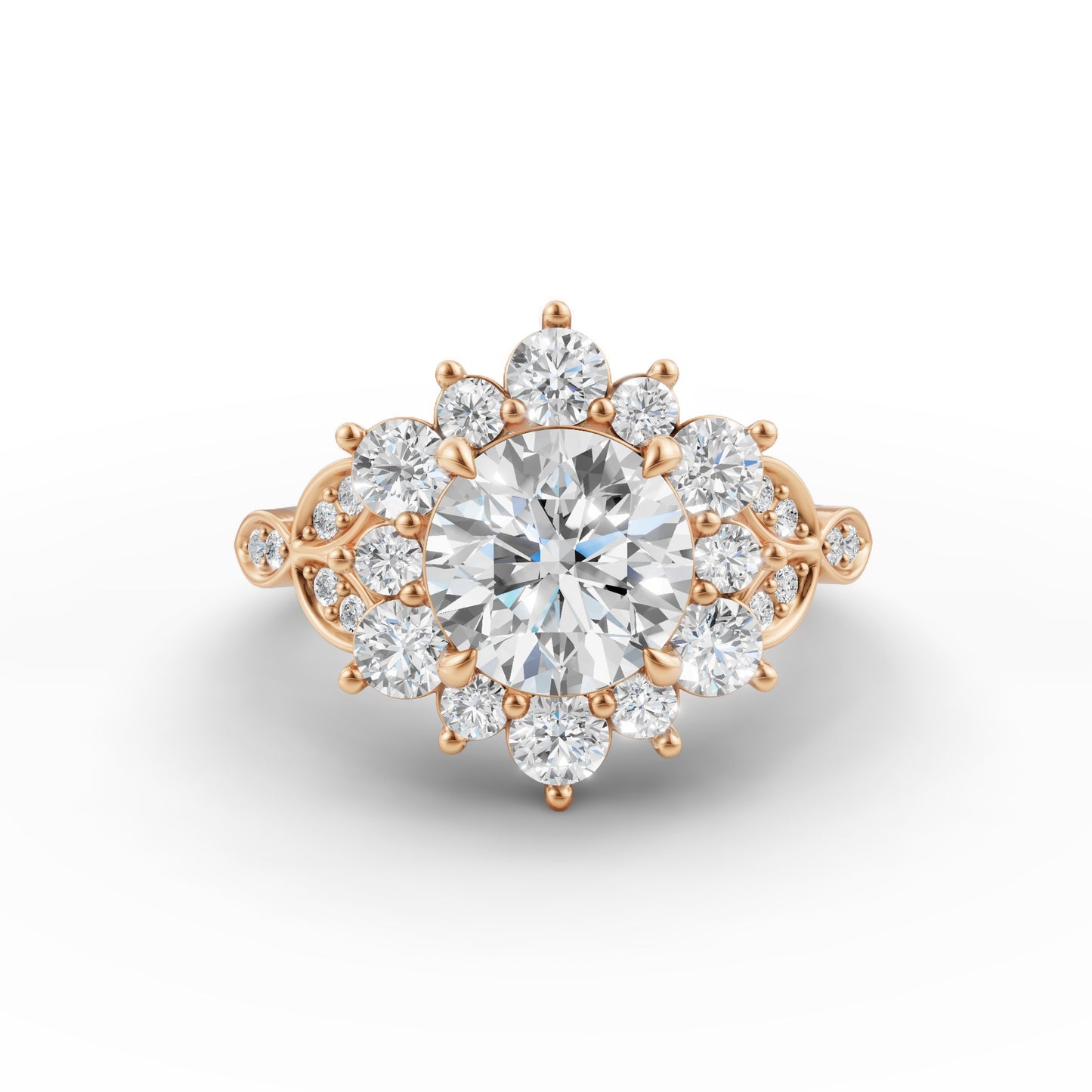 Heirloom Bloom Round Solitaire Engagement Ring in Lab Grown Diamond