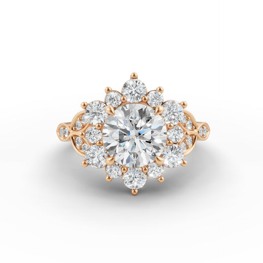 Heirloom Bloom Round Solitaire Engagement Ring in Lab Grown Diamond