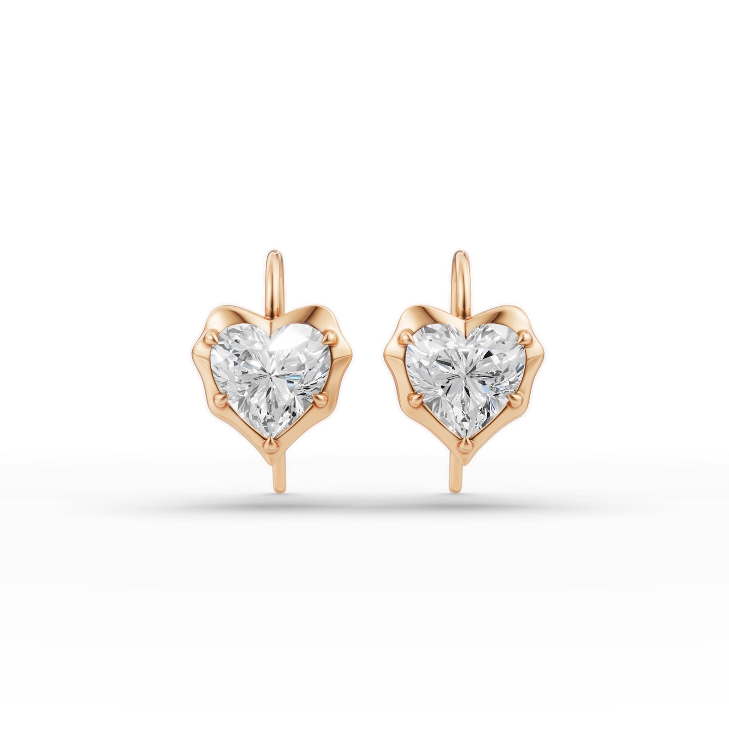 Heart Shape Diamond Hoop Earrings