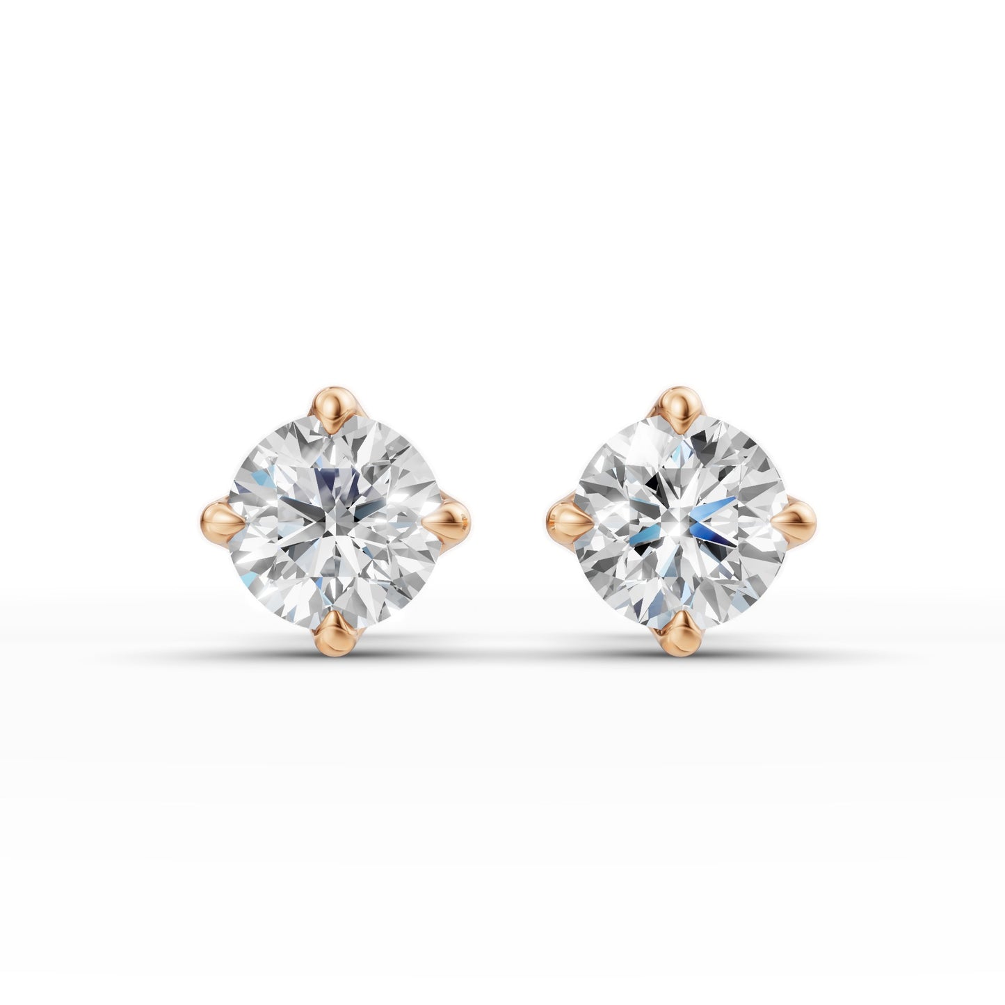 Round Diamond Tulip Setting Stud Earrings