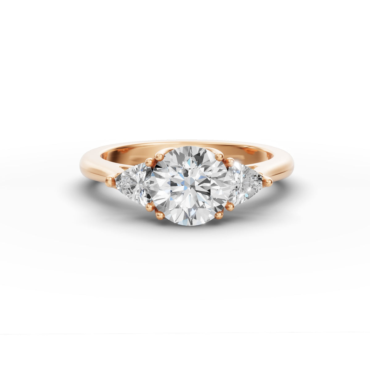 Portuguese-Cut Ring, IGI-Certified, trillion side stone detail