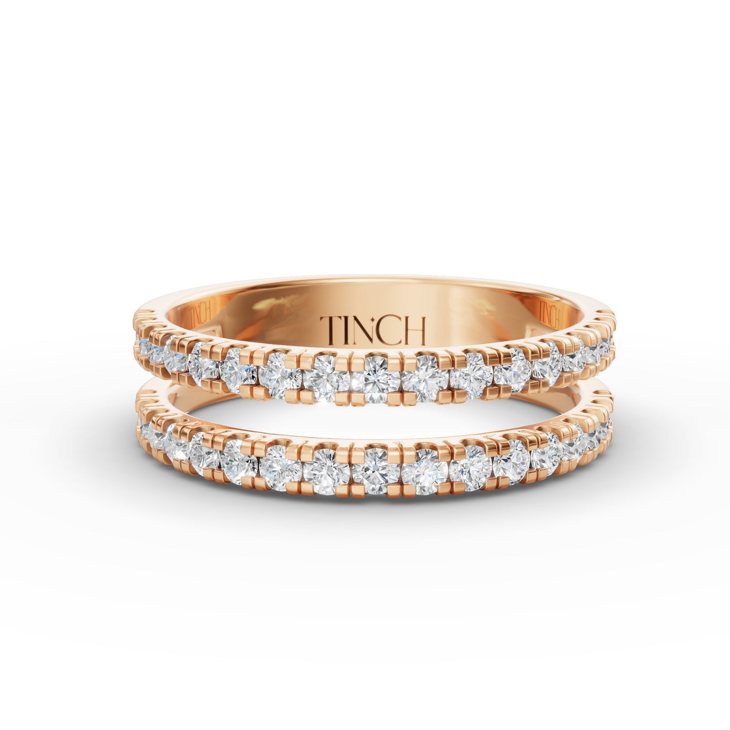 Round Dual Half Band Stack Ring in Lab Grown Diamond