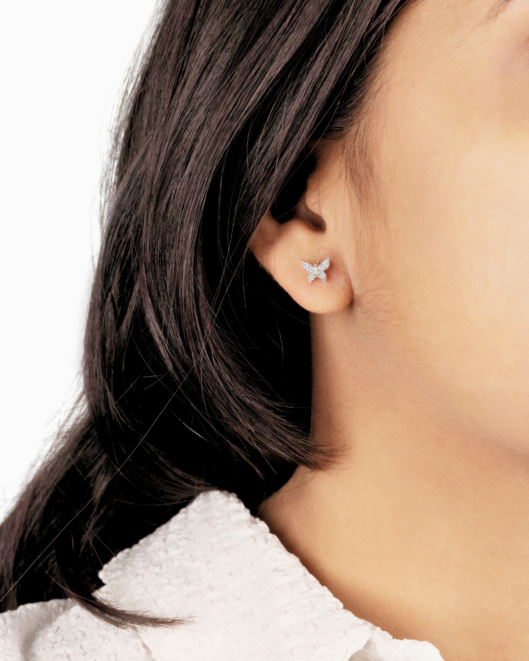 Diamond Butterfly Stud Earrings