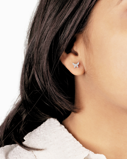 Diamond Butterfly Stud Earrings