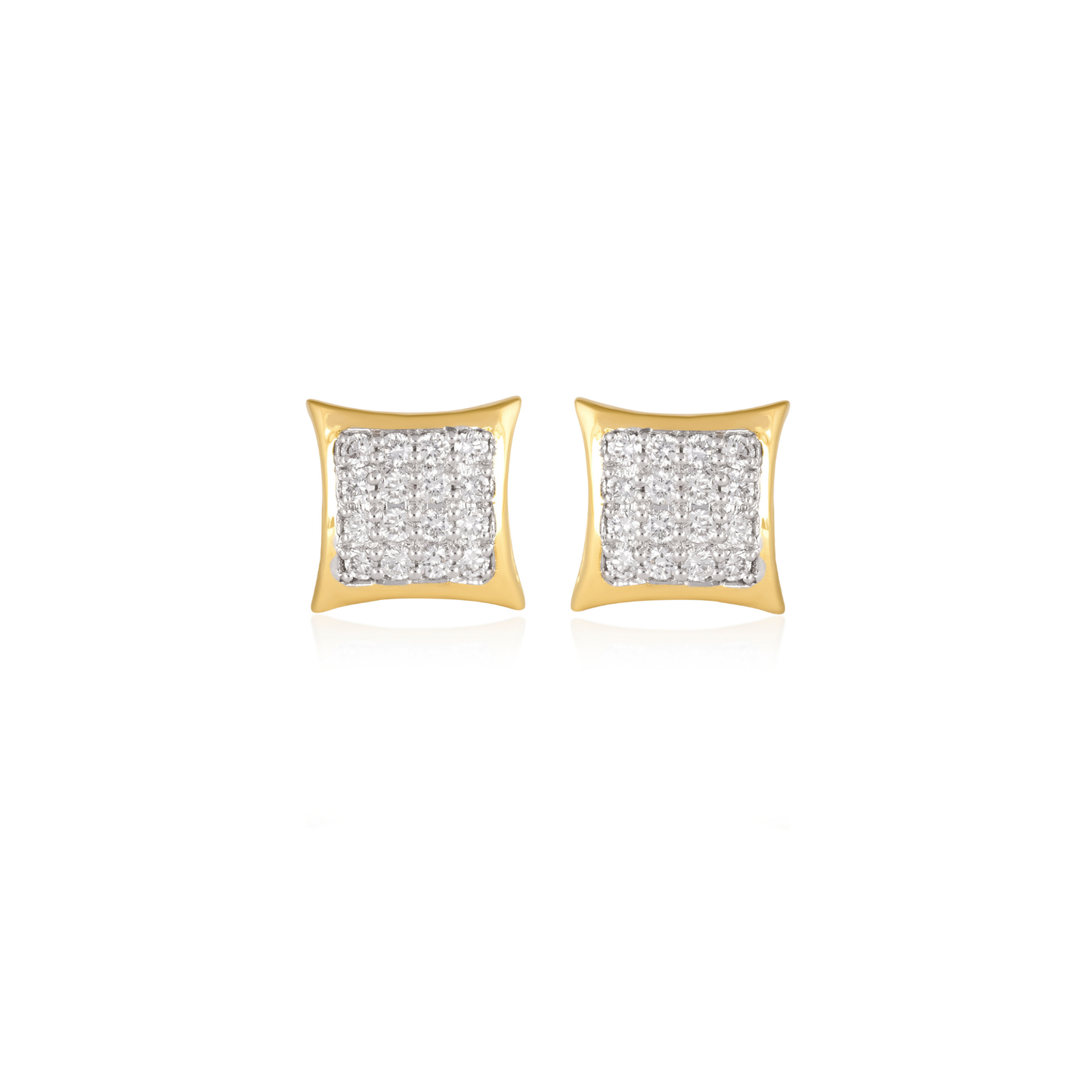 Square Diamond Cluster Stud Earrings