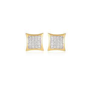 Square Diamond Cluster Stud Earrings