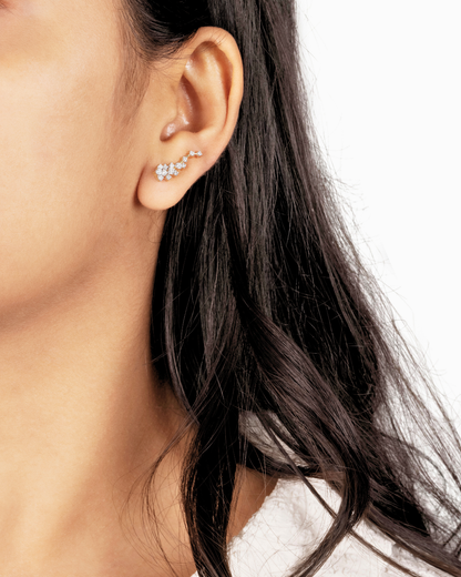 Round Diamond Cluster Solitaire Stud Earrings