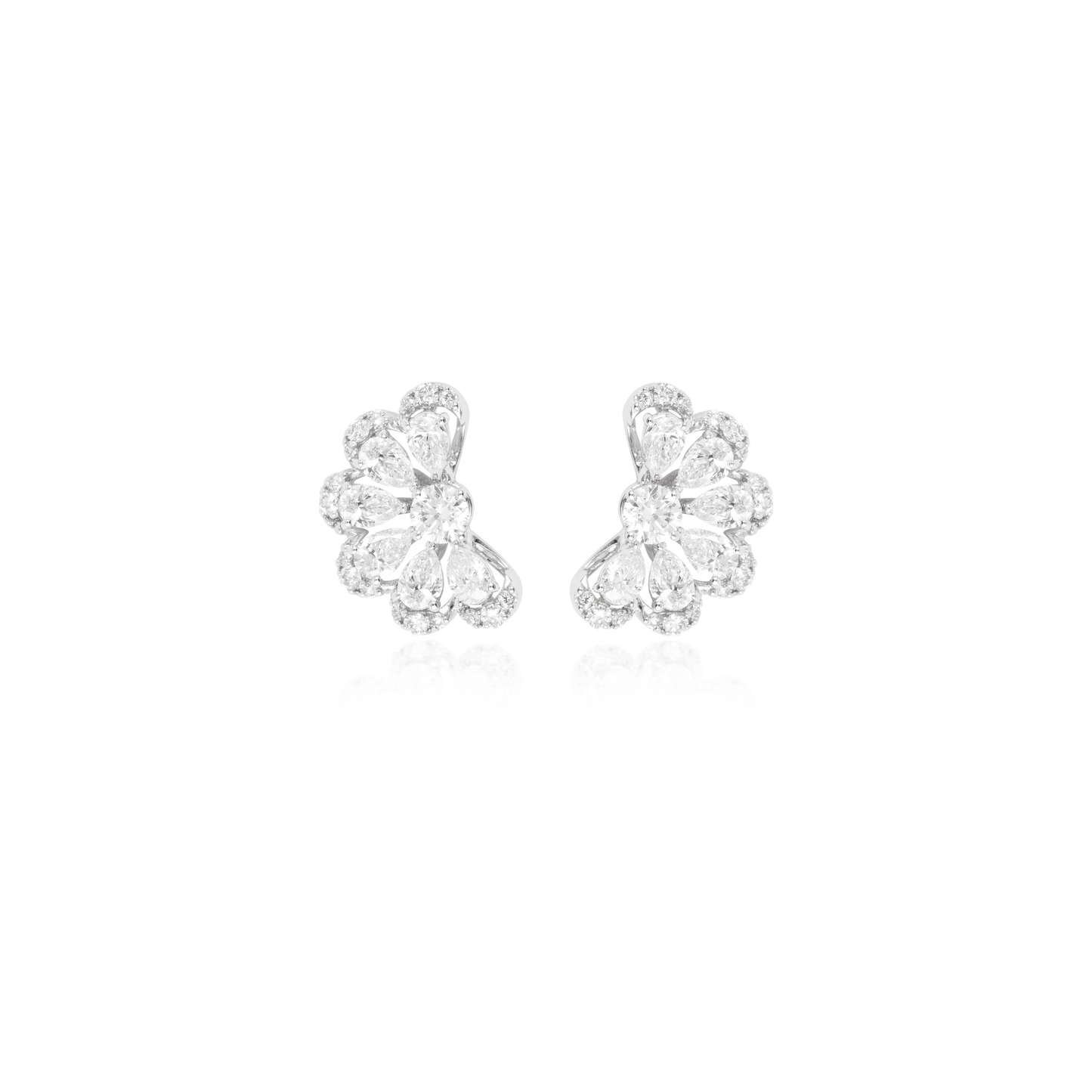 Half Flora Moon Diamond Stud Earrings