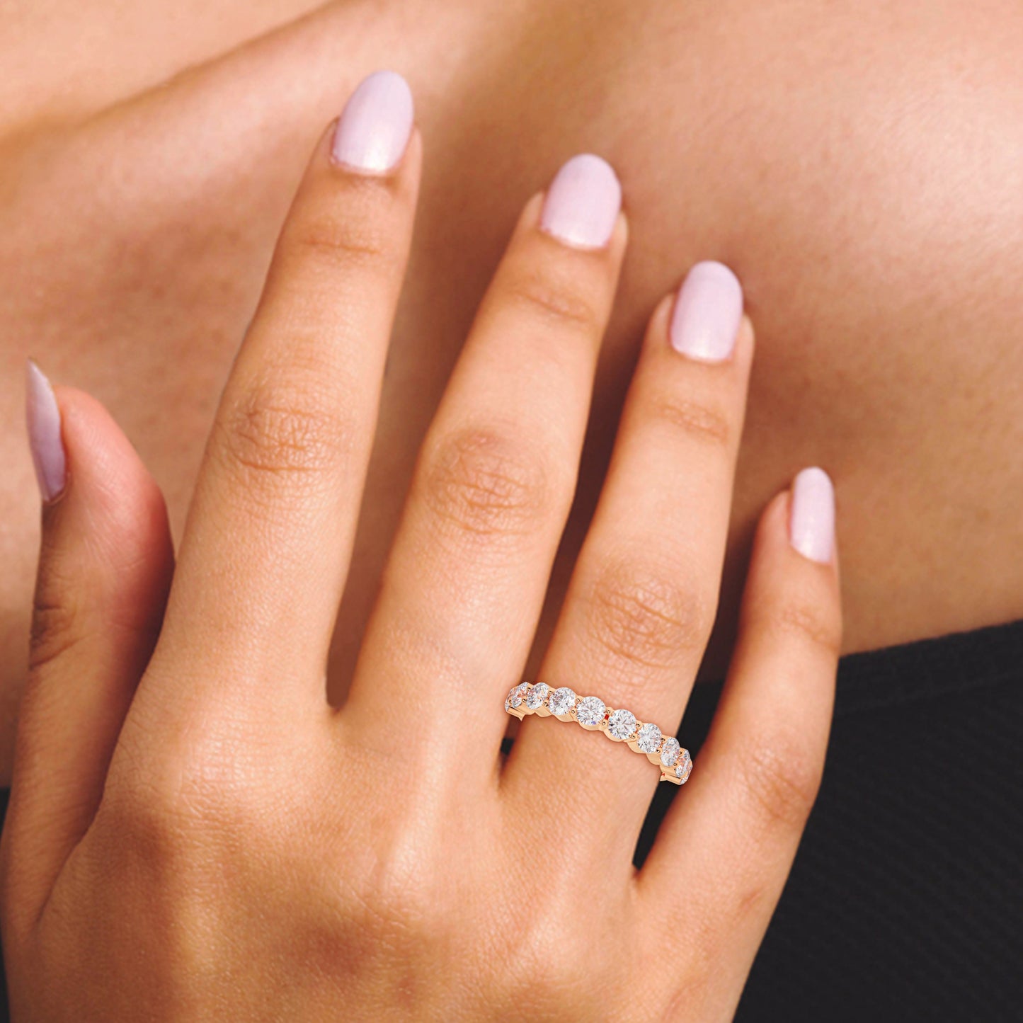 Round Half Infinity Stack Ring in Lab Grown Diamond