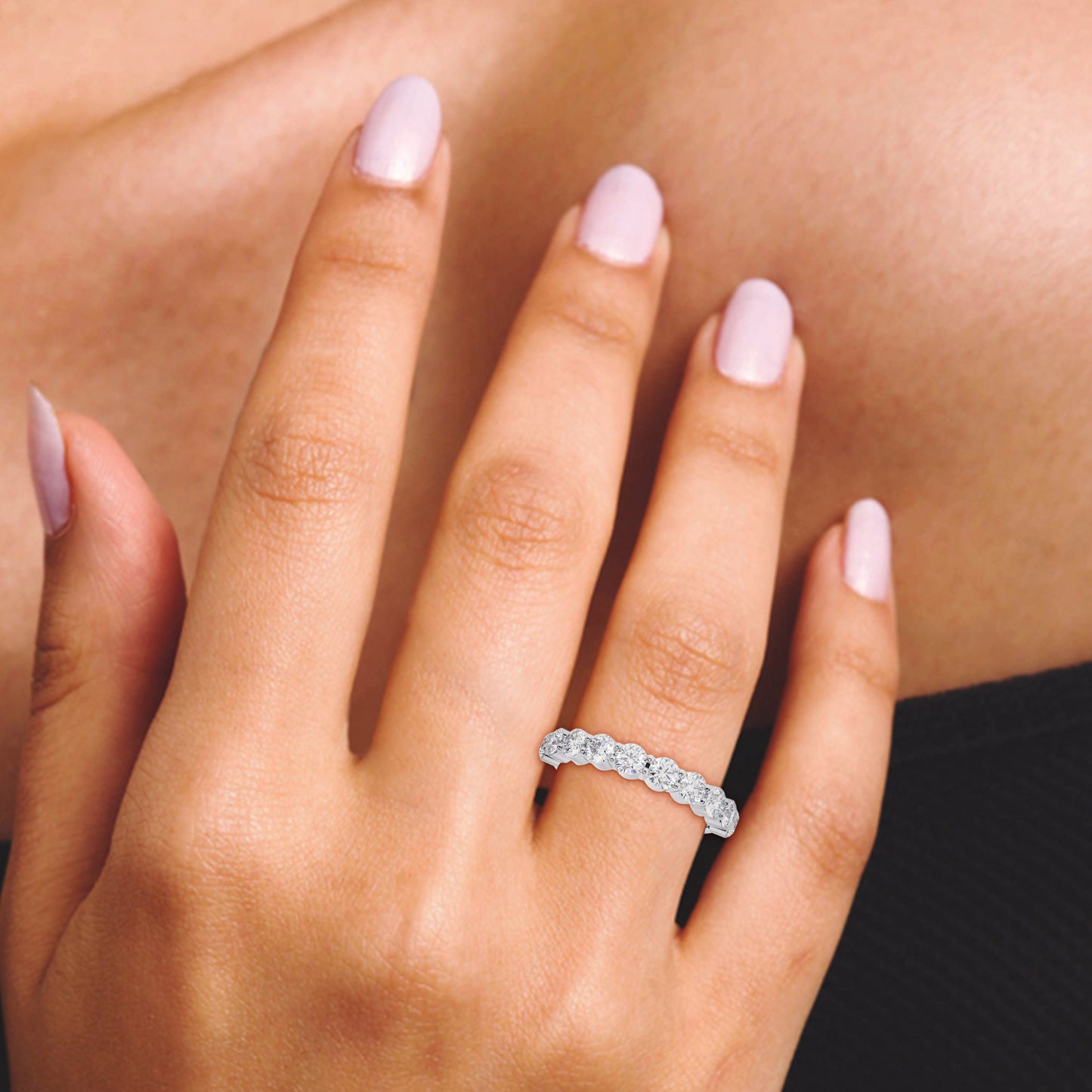 Round Half Infinity Stack Ring in Lab Grown Diamond