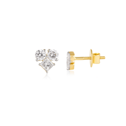 Diamond gold earrings for women daily wear