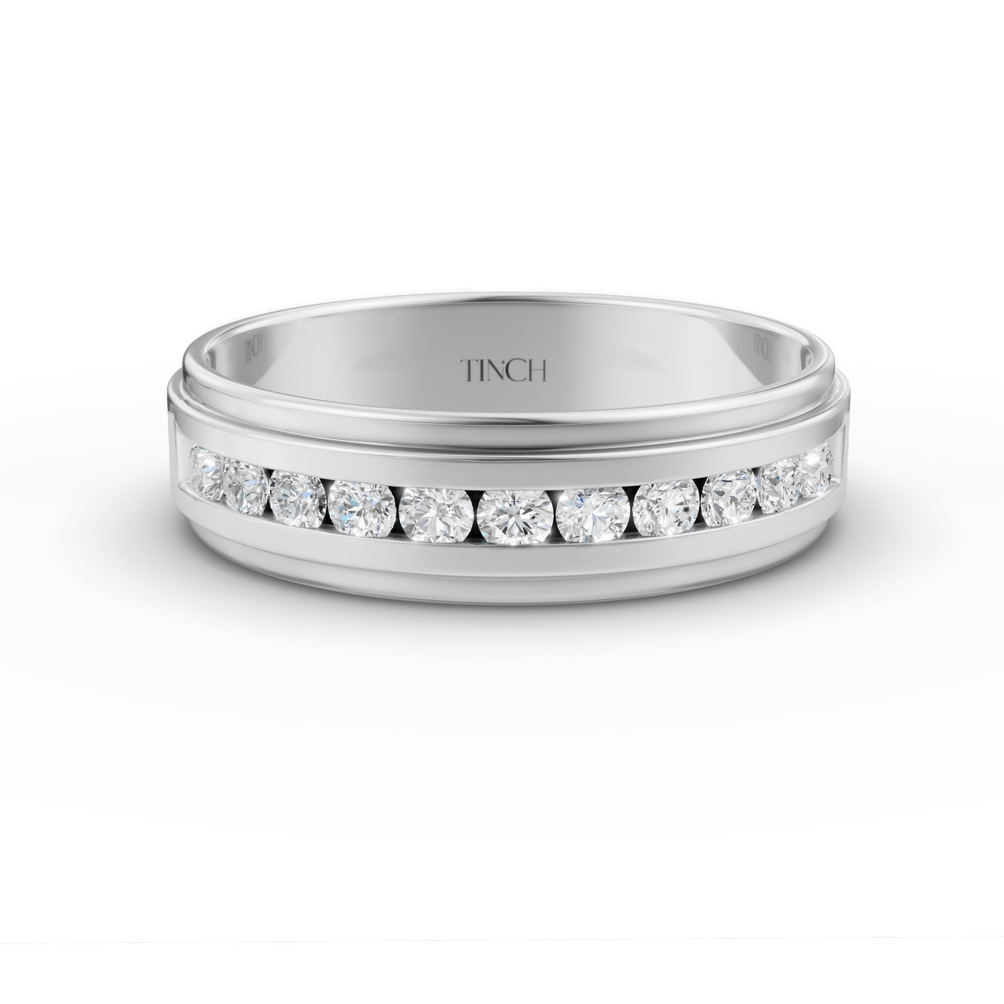 Half Channel Double Layer Men’s Engagement Ring in Lab Grown Diamond