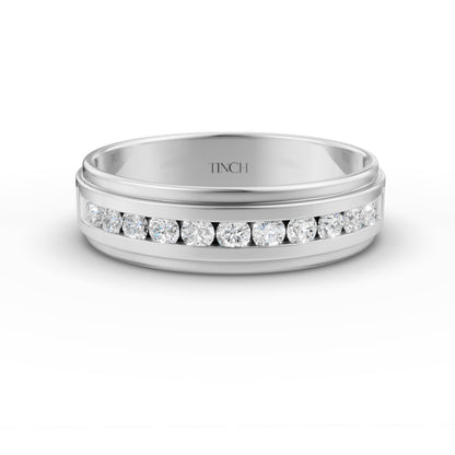 Half Channel Double Layer Men’s Engagement Ring in Lab Grown Diamond