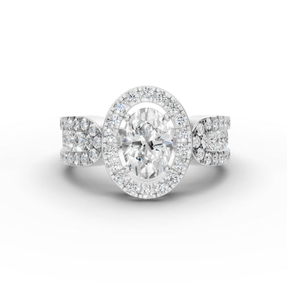 Classic Oval Halo Engagement Ring in Lab Grown Diamond