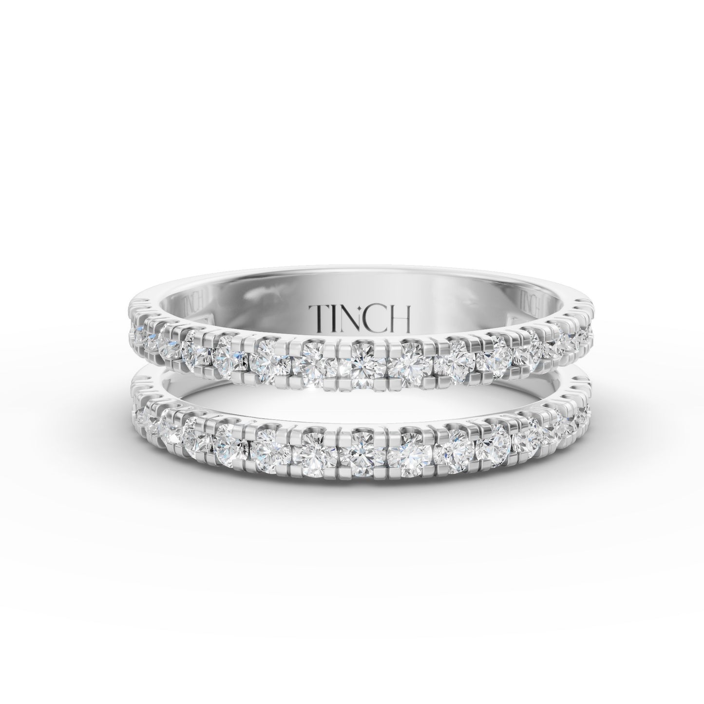 Round Dual Half Band Stack Ring in Lab Grown Diamond